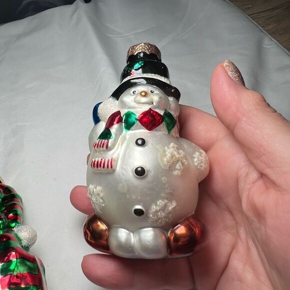 Set of 4 Blown Glass Snowmen - Picture 8 of 14
